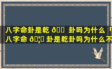 八字命卦是乾 🐠 卦吗为什么「八字命 🦊 卦是乾卦吗为什么不能结婚」